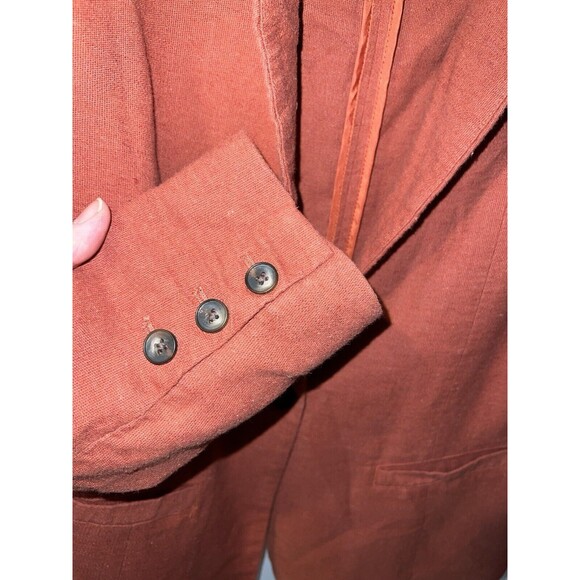 Pendleton Blazer Womens 14 Linen Blend Orange Preppy Corpcore Minimalist Jacket - Picture 4 of 8